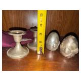 Silver Plated Decor Lot Candlesticks Egg Trinket Boxes China