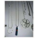 Mixed Fashion Jewelry Lot Necklaces Rings Earrings Rhinestone Silver Tone