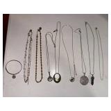Mixed Costume Jewelry Lot Necklaces Pendants Bracelet Silver Gold Tone