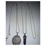 Mixed Costume Jewelry Lot Necklaces Pendants Bracelet Silver Gold Tone