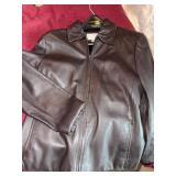 Worthington Lambskin Leather Zip Front Jacket Brown Women