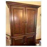 Traditional Cherry Finish Entertainment Armoire Cabinet 4 Door Good