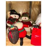 Mixed Christmas Decor Lot Santa Snow Globe Plush Snowmen Holiday