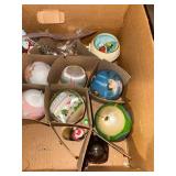 Vintage Christmas Ornament Lot Satin Balls Felt Figures Icicles Mixed