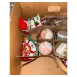 Vintage Christmas Ornament Lot Satin Balls Felt Figures Icicles Mixed