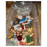 Vintage Christmas Ornament Lot Satin Balls Felt Figures Icicles Mixed