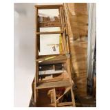 Vintage Wooden Folding Stepladder 5 Step Painter Style Ladder Good