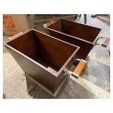 Pair Mid Century Modern Style Wood Planter Boxes w Metal Handles