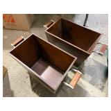 Pair Mid Century Modern Style Wood Planter Boxes w Metal Handles