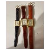 Gruen Kenneth Cole Stauer Rectangular Quartz Watch Lot 3 Gold Tone
