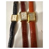 Gruen Kenneth Cole Stauer Rectangular Quartz Watch Lot 3 Gold Tone