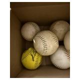 Mixed Lot of 9 Used Baseballs & 1 Softball Practice Game Balls