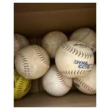 Mixed Lot of 9 Used Baseballs & 1 Softball Practice Game Balls