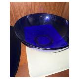 Mixed Serveware Lot Cobalt Glass Bowls Platter Ceramic Dish Shakers
