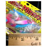 50 pkgs Northland Tackle MIMIC MINNOW TAILS - pink/blue/silver w/ black dots