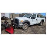 2012 Ford F-250 Super Duty 4x4 pickup with a Boss Power-VXT snow plow