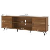 Espafurni - 80 - Inch Mid - Century Modern TV Stand for 75 - Inch TV - Wood Storage Console for Living & Bedroom - Walnut