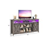Espafurni - Farmhouse TV Stand for 80 inch TVs, Rustic Entertainment Center TV Cabinet Stands with Power Outlets and LED lights - Gray