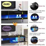 High Gloss 70in Floating TV Stand with LED Lights for 85 inch TV, Wall Mounted LED TV Stand