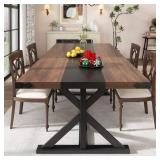 71" Modern Farmhouse Dining Table for 6-8 Person, Rectangular Wood Dining Table with Adjustable Feet - ****Chairs Not Included