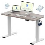 One-Piece Standing Desk with 1-Inch Thick Seamless Desktop, 48"x24" Electric Height Adjustable Desk for Home Office, Multi-Monitor Setups & Easy Assembly, Gray Wood