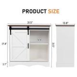 31.5” Buffet Storage Cabinet - Farmhouse Style, Sliding Barn Door, Adjustable Shelf - White & Brown