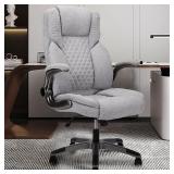 Office Chair, Executive Chair with High Back and Adjustable Armrest, Desk Swivel Chair, Height-Adjustable -Leather Cream Color