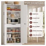 71" Tall Kitchen Pantry Storage Cabinet with Farmhouse Barn Doors and Storage Drawer, 4 Adjustable Shelves, Freestanding Cupboard for Dining Room, Living Room, Utility Room, White