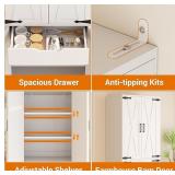 71" Tall Kitchen Pantry Storage Cabinet with Farmhouse Barn Doors and Storage Drawer, 4 Adjustable Shelves, Freestanding Cupboard for Dining Room, Living Room, Utility Room, White