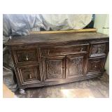 Large Antique Solid Oak Dresser 66 inches wide, 21 inches deep, 37 inches tall