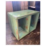 Teal  & Wood Distressed Wooden Storage Shelf - 30 inches wide, 18 inches deep, 26 inches tall