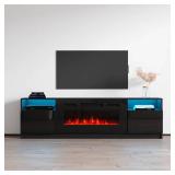 High-gloss white entertainment center **Fire Place SOLD SEPERATLY