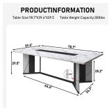 Espafurni - 78 Inch Modern Rectangular Dining Table for 6 - 8, Waterproof Top & Adjustable Legs - White
