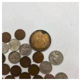 Mixed U.S. Coin & Token Lot – Wheat Pennies, Nickels, Dimes, Tokens & Older Circulated Coins