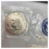 1973-S Eisenhower Uncirculated Silver Dollar – 40% Silver Blue Pack Ike Dollar With Envelope & COA
