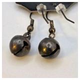 2 Pair Handmade Earrings – Bell Dangle & Blue Beaded Statement Earrings – Local Minnesota Senior Artist