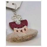 Handmade Macrame Fringe Dangle Earrings – Local Minnesota Senior Artist – 100% Proceeds Support Artist