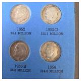 4 Silver Roosevelt Dimes – 1952, 1952-D, 1953-S & 1954 – 90% Silver Coin Lot