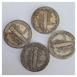 4 Mercury Dimes – 90% Silver U.S. Dime Lot – 10g Total Coin Weight
