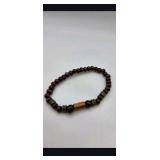 Handmade Wood Bead Stretch Bracelet – Brown & Green Beaded Jewelry