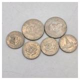 6 Kennedy Half Dollar Coin Lot – 1970s & Bicentennial 50 Cent Pieces – Circulated U.S. Coins
