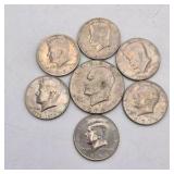 7 Kennedy Half Dollar Coin Lot – 1970s Bicentennial & Older Circulated 50 Cent Coins