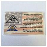 24K Gold American Certified Bullion Card – 1/4 Grain Pure Gold Collector Piece – Certified in USA