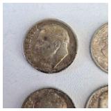 4 Silver Roosevelt Dimes – 1952, 1952-D, 1953-S & 1954 – 90% Silver Coin Lot