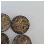 4 Mercury Dimes – 90% Silver U.S. Dime Lot – 10g Total Coin Weight