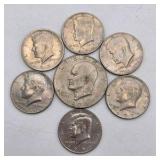 7 Kennedy Half Dollar Coin Lot – 1970s Bicentennial & Older Circulated 50 Cent Coins