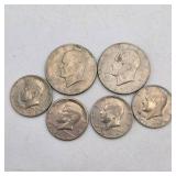 6 Kennedy Half Dollar Coin Lot – 1970s & Bicentennial 50 Cent Pieces – Circulated U.S. Coins