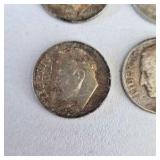 4 Silver Roosevelt Dimes – 1952, 1952-D, 1953-S & 1954 – 90% Silver Coin Lot