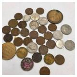 Mixed U.S. Coin & Token Lot – Wheat Pennies, Nickels, Dimes, Tokens & Older Circulated Coins