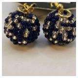 2 Pair Handmade Earrings – Bell Dangle & Blue Beaded Statement Earrings – Local Minnesota Senior Artist